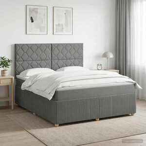Imagine vidaXL Pat boxspring cu saltea Gri închis 160 x 200 cm Țesătură