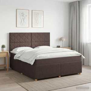 Imagine vidaXL Pat boxspring cu saltea Maro închis 180 x 200 cm Țesătură