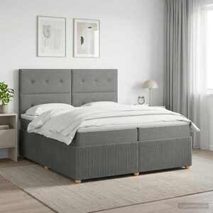 Imagine vidaXL Pat boxspring cu saltea Gri închis 200 x 200 cm Țesătură