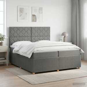 Imagine vidaXL Pat boxspring cu saltea Gri închis 200 x 200 cm Țesătură