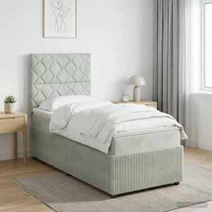 Imagine vidaXL Pat boxspring cu saltea Gri deschis 80 x 200 cm Catifea