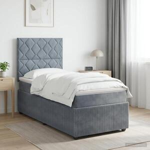 Imagine vidaXL Pat boxspring cu saltea Gri închis 80 x 200 cm Catifea