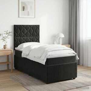 Imagine vidaXL Pat boxspring cu saltea cu headboard Negru 80 x 200 cm Catifea