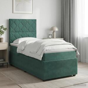 Imagine vidaXL Pat boxspring cu saltea Verde închis 80 x 200 cm Catifea