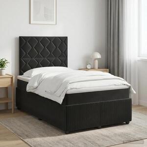 Imagine vidaXL Pat boxspring cu saltea cu headboard Negru 120 x 190 cm Catifea