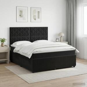 Imagine vidaXL Pat boxspring cu saltea cu headboard Negru 140 x 190 cm Catifea