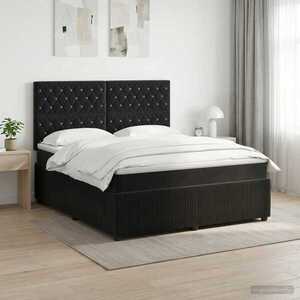 Imagine vidaXL Pat boxspring cu saltea cu headboard Negru 160 x 200 cm Catifea