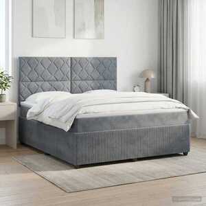 Imagine vidaXL Pat boxspring cu saltea Gri închis 160 x 200 cm Catifea