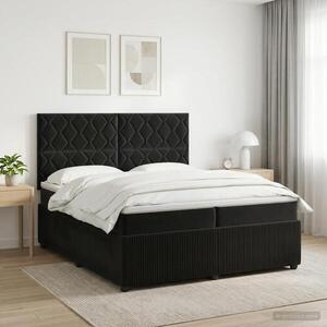 Imagine vidaXL Pat boxspring cu saltea cu headboard Negru 200 x 200 cm Catifea