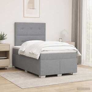 Imagine vidaXL Pat boxspring cu saltea Gri deschis 120 x 190 cm Țesătură