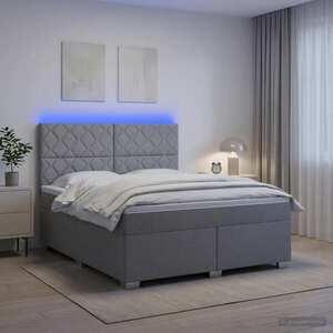 Imagine vidaXL Pat boxspring cu saltea Gri deschis 140 x 190 cm Țesătură