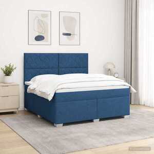 Imagine vidaXL Pat boxspring cu saltea albastru 140 x 200 cm Țesătură