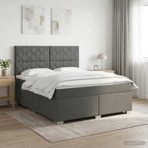 Imagine vidaXL Pat boxspring cu saltea Gri închis 160 x 200 cm Țesătură