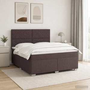 Imagine vidaXL Pat boxspring cu saltea Maro închis 160 x 200 cm Țesătură
