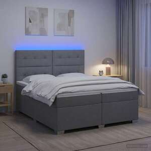 Imagine vidaXL Pat boxspring cu saltea Gri deschis 200 x 200 cm Țesătură