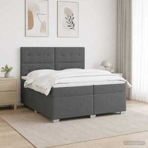 Imagine vidaXL Pat boxspring cu saltea Gri închis 200 x 200 cm Țesătură
