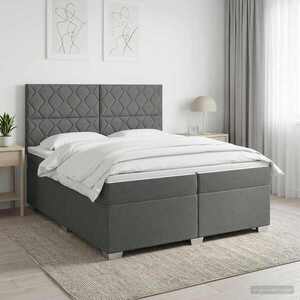 Imagine vidaXL Pat boxspring cu saltea Gri închis 200 x 200 cm Țesătură