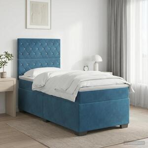 Imagine vidaXL Pat boxspring cu saltea albastru 80 x 200 cm Catifea
