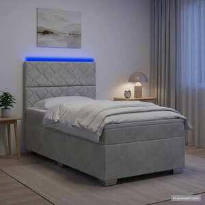 Imagine vidaXL Pat boxspring cu saltea Gri deschis 80 x 200 cm Catifea