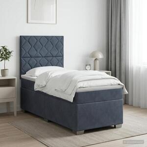 Imagine vidaXL Pat boxspring cu saltea Gri închis 80 x 200 cm Catifea