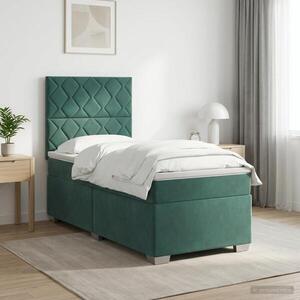Imagine vidaXL Pat boxspring cu saltea Verde închis 80 x 200 cm Catifea