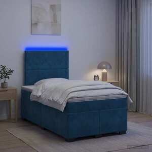 Imagine vidaXL Pat boxspring cu saltea albastru 120 x 190 cm Catifea