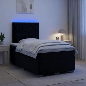 Imagine vidaXL Pat boxspring cu saltea cu benzi LED Negru 120 x 190 cm Catifea