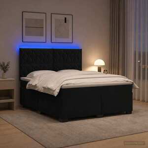 Imagine vidaXL Pat boxspring cu saltea cu benzi LED Negru 140 x 190 cm Catifea