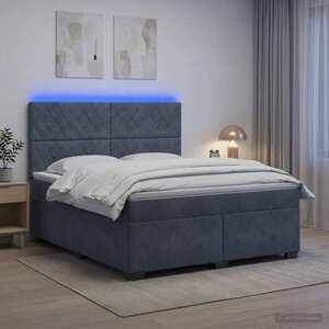 Imagine vidaXL Pat boxspring cu saltea Gri închis 160 x 200 cm Catifea