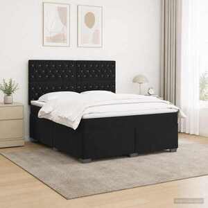Imagine vidaXL Pat boxspring cu saltea cu benzi LED Negru 160 x 200 cm Catifea
