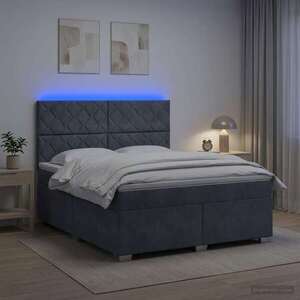 Imagine vidaXL Pat boxspring cu saltea Gri închis 180 x 200 cm Catifea