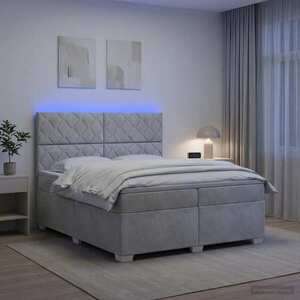 Imagine vidaXL Pat boxspring cu saltea Gri deschis 200 x 200 cm Catifea