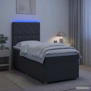 Imagine vidaXL Pat boxspring cu saltea Gri închis 80 x 200 cm Țesătură