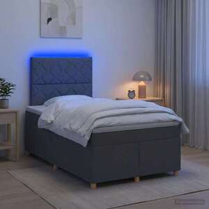 Imagine vidaXL Pat boxspring cu saltea Gri închis 120 x 190 cm Țesătură