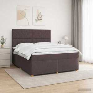 Imagine vidaXL Pat boxspring cu saltea Maro închis 160 x 200 cm Țesătură