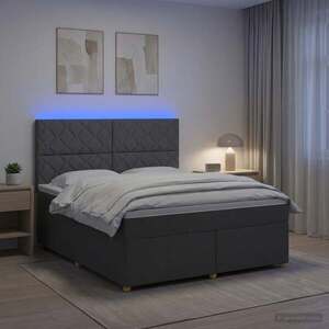 Imagine vidaXL Pat boxspring cu saltea Gri închis 180 x 200 cm Țesătură