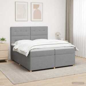 Imagine vidaXL Pat boxspring cu saltea Gri deschis 200 x 200 cm Țesătură