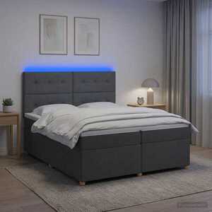 Imagine vidaXL Pat boxspring cu saltea Gri închis 200 x 200 cm Țesătură