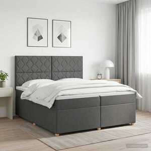 Imagine vidaXL Pat boxspring cu saltea Gri închis 200 x 200 cm Țesătură