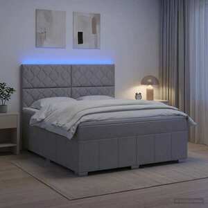 Imagine vidaXL Pat cu arcuri LED și saltea Gri deschis 140 x 190 cm Țesătură