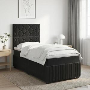 Imagine vidaXL Pat cu arcuri LED și saltea Negru 80 x 200 cm Catifea