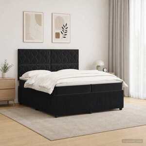 Imagine vidaXL Pat cu arcuri LED și saltea Negru 200 x 200 cm Catifea