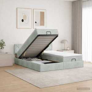 Imagine vidaXL Pat ottoman cu saltea cu headboard 2 buc. Gri deschis Catifea