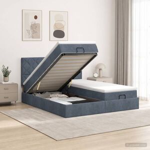 Imagine vidaXL Pat ottoman cu saltea cu headboard 2 buc. Gri închis Catifea