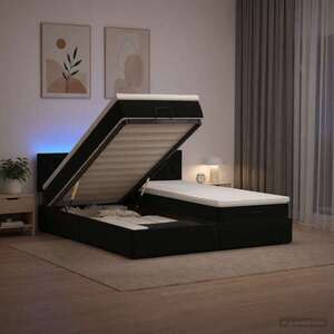 Imagine vidaXL Pat Ottoman cu Saltea și LED Negru 160 x 200 cm Catifea