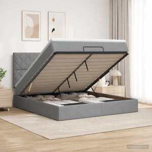Imagine vidaXL Pat ottoman cu saltea Gri deschis 140 x 190 cm Țesătură