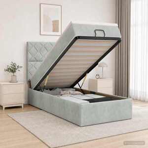 Imagine vidaXL Pat ottoman cu saltea Gri deschis 80 x 200 cm Catifea