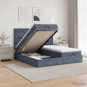 Imagine vidaXL Pat ottoman cu saltea cu headboard 2 buc. Gri închis Catifea