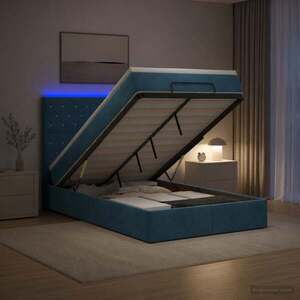Imagine vidaXL Pat Ottoman cu Saltea și LED Albastru închis 120 x 190 cm