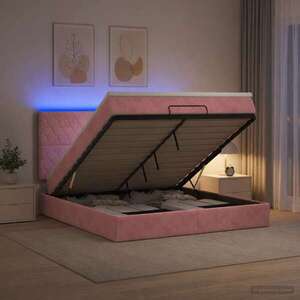 Imagine vidaXL Pat Ottoman cu Saltea și LED Roz 180 x 200 cm Catifea